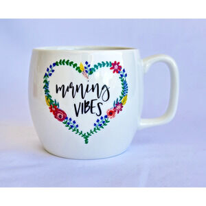 Opal House Morning Vibes Large Coffee Mug Floral Heart design